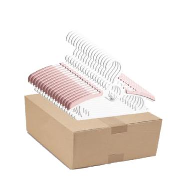 Imagem de Cabides de bebê, pacote com 50 cabides de roupas de bebê, cabides infantis de plástico rosa, à prova de vento e sem gole, cabides infantis que se ajustam ao tamanho de suas roupas
