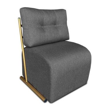 Imagem de Poltrona Luxo Aurora Linho Grafite Base de Ferro Dourado - Pallazio