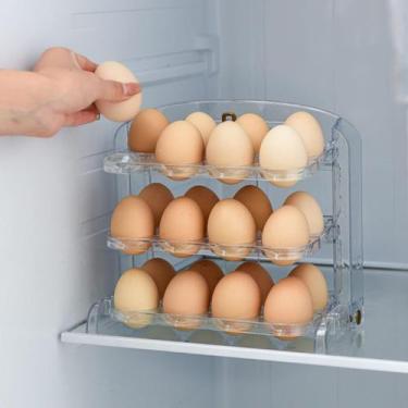 Imagem de Porta Ovos Organizador Dobrável  3 Andares para 24 Ovos - Yaay, Transp
