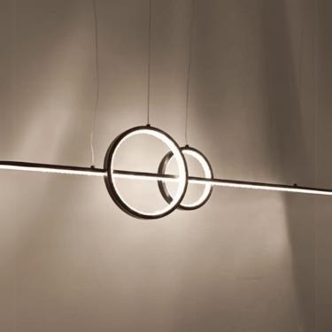 Imagem de Pendente Moderno Preto com Cristal 90cm Led 50W 3200K