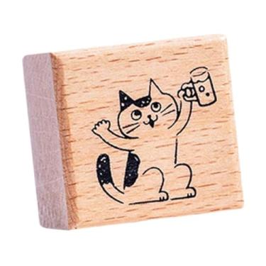 Imagem de oshhni Carimbo de gato para crianças Small Square Rubber Stamp On Wood Block Cute Animal para Cartão Fazendo Diário de Crafting Diário de Foto Decoração, Saúde