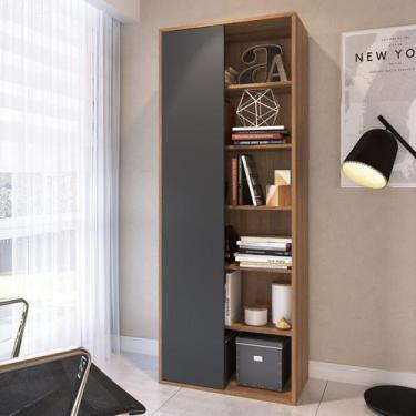 Imagem de Livreiro 1 Porta 5 Prateleiras OF003 Placa e Ponto Grafite e Mel  - PL