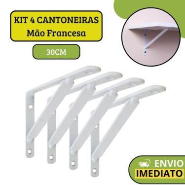 Imagem de Kit 4 Suporte Mão Francesa Cantoneira Para Sustentar Prateleira 30cm -