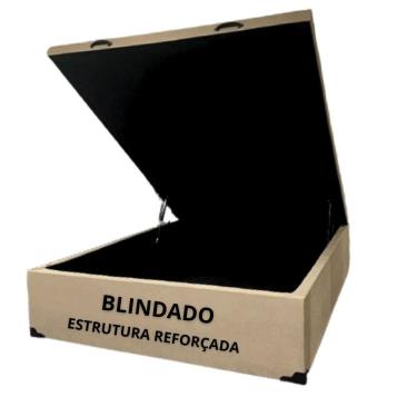 Imagem de Cama Bau Casal Super Reforçada - Blindado Corino Linho 