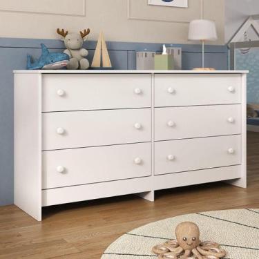 Imagem de Cômoda Infantil 136cm com 6 Gavetas Flex Multimóveis MP4262, Branco