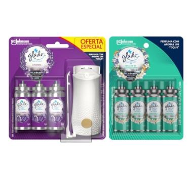 Imagem de Glade Aromatizador de Ambiente Spray Kit Lavanda 1 Aparelho 3 Refis e Frescor de Águas Florais 4 Refis