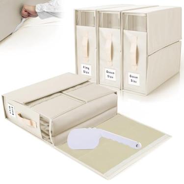 Imagem de ALCOVA Pacote com 4 organizadores e armazenamento de lençóis com 1 lençol de cama