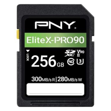 Imagem de PNY Cartão de memória 256GB EliteX-PRO90 UHS-II SDXC – R300MB/s W280MB/s, U3, V90, 8K UHD, Full HD, UHS-II para fotógrafos profissionais e criadores de conteúdo, DSLR, câmeras sem espelho, câmeras de