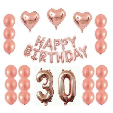 Imagem de Kit Rose Gold Decoração Balões + Happy Birthday Rose gold - Festas e D