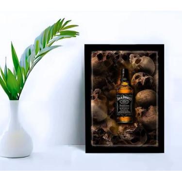 Imagem de Quadro Decorativo Jack Daniels Skull Bar Restaurante C/Vidro - Genéric