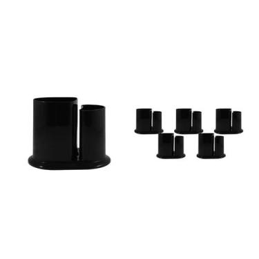 Imagem de Kit 6 Porta Lápis Duo Preto Plástico - Bb Store