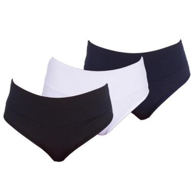 Imagem de Kit 3 Calcinhas Tanga Cós Alto Duplo Microfibra Forro Algodão - Dakota