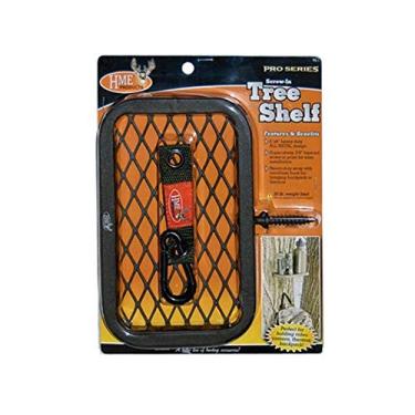 Imagem de HME Prateleira de árvore de caça de 12,7 x 20,3 cm, totalmente de aço, fácil de parafusar, leve e durável, para guardar mochila, estojo de câmera de vídeo ou garrafa térmica – Inclui gancho para