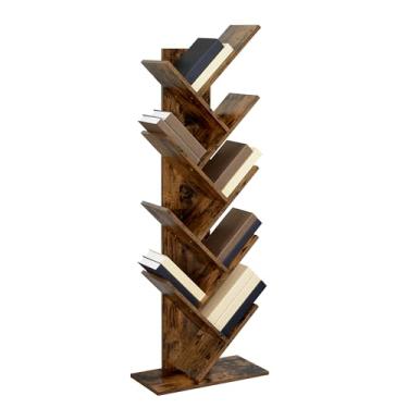 Imagem de VASAGLE Estante de árvore, estante de 9 andares, prateleira grande, prateleira de canto que economiza espaço, árvore de livros, CDs, jogos, para quarto, sala de estar, escritório em casa, marrom
