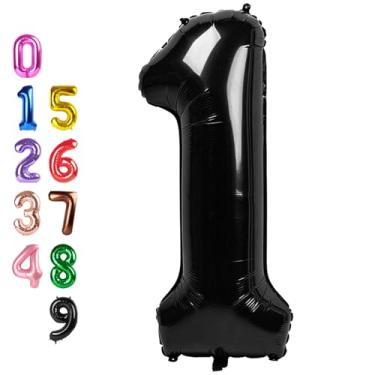 Imagem de 1 Balloons Number for First Birthday, Balloon Numbers 40 Inch, Black Balloon for Baby Shower, Big Foil Baloon for 1 11 12 13 16 18 21 Birthday Wedding Anniversary Party