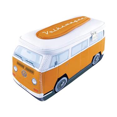 Imagem de BRISA Coleção VW – Bolsa universal de neoprene Volkswagen para maquiagem, viagens, cosméticos em ônibus de samba T2 Design de van de acampamento, Laranja, Large (30 x 14 x 12 cm), Barramento T2