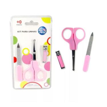 Imagem de Kit para unhas do bebe aço inox com cortador de unha e lixa - Pais e F