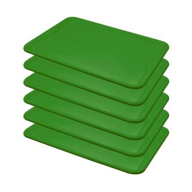 Imagem de Conjunto 6 Bandejas Plásticas Self-service Refeição 48 X 32,5 X 2 Br-100 Verde - Della...