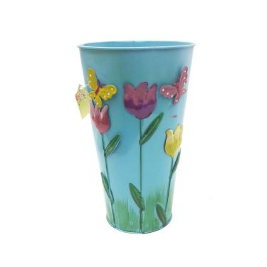 Imagem de Vaso Metal Enfeite Jardim Quintal Varanda Borboleta Flor Azul (sybo-g7)