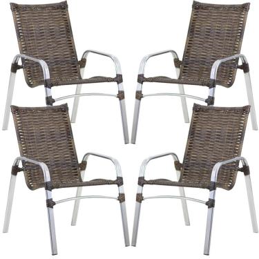 Imagem de Kit 4 Cadeiras Emily Em Alumínio E Fibra Sintética Trama Original Argila