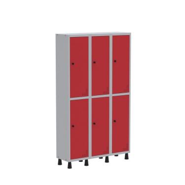 Imagem de Roupeiro Aco Light 3v 06 Portas Gr303/6pri Cinza/vermelho