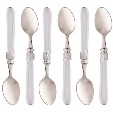 Imagem de Conjunto 6 Colheres Para Mesa De Aço Inox Com Cabo De Plástico Destiny Transparente 20,5cm 1254 - Ly