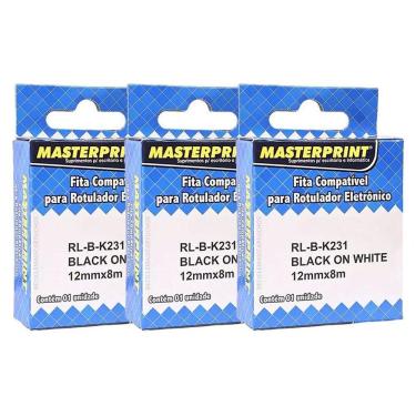 Imagem de Fita Para Rotulador Mk231 12mmx8m Branca 3 Unidades - Masterprint