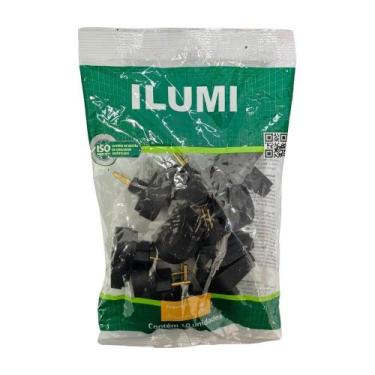 Imagem de Pino Macho Gigante Angular Ilumi 2P 10A/250V Preto - Embalagem com 10 