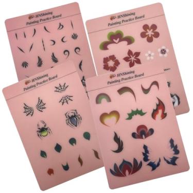 Imagem de HNShining Quadro De Prática Pintura Facial E Corporal Com Vários Padrões - Modelo Exercício Reutilizável Planilha Habilidades