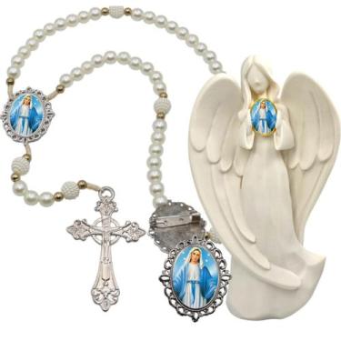 Imagem de Imagem Estatua Nossa Senhora das Graças Com Terço de Luxo e Broche Res