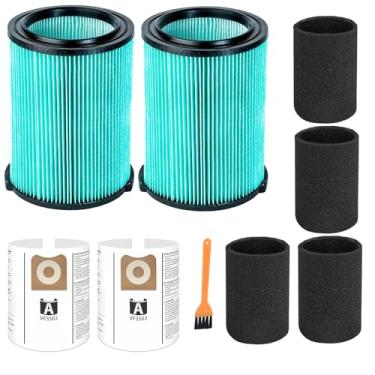 Imagem de MZY LLC Pacote Com 2 Filtros De Reposição Vf6000 5 Camadas Para Aspiradores Pó Ridgid Wet Dry A 20 Galões Wd5500 Wd0671 Wd6425 Wd7000 Wd1280 Wd1851 Rv2400A Rv2600B, Sacos Aspirador Vf3502, 4 Mangas