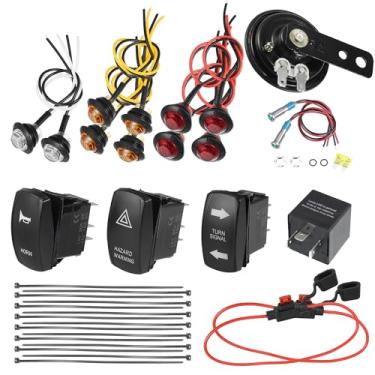 Imagem de X AUTOHAUX 1 conjunto universal de luzes LED de seta para rua com buzina de seta, interruptor de buzina, relé pisca-pisca para carrinho de golfe off-road