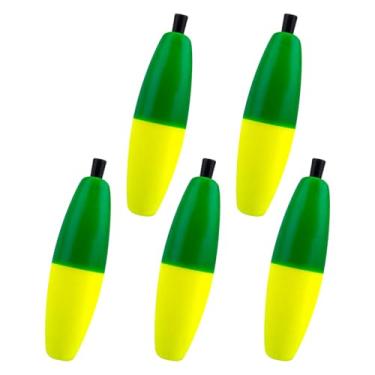 Imagem de Dr.Fish Pacote com 15 boias de espuma de charuto boia de pesca boia boias flutuantes rolhas de pesca para Santee Catfish Rig Crappie água doce água salgada amarelo/verde tamanho G 6,3 cm