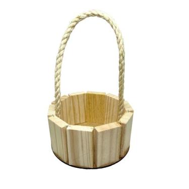 Imagem de Cesta Fraldeira 15x7cm Cestinha Madeira Redonda Pascoa 8un - JTA, PINU