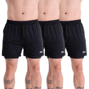 Imagem de KIT3 Shorts 2em1 Treino Bermuda MASCULINO Academia Corrida Com Bolsos 