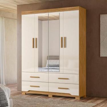 Imagem de Conjunto Guarda Roupa Espelho e Comoda Neri Freijo Off White - CASA H