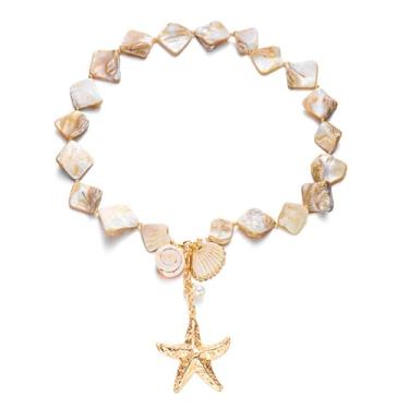 Imagem de Palotay Colar de concha de verão praia estrela do mar Puka Shell sereia colares para mulheres fantasia de férias de verão joias de férias, Zinco, Sem Pedra Preciosa