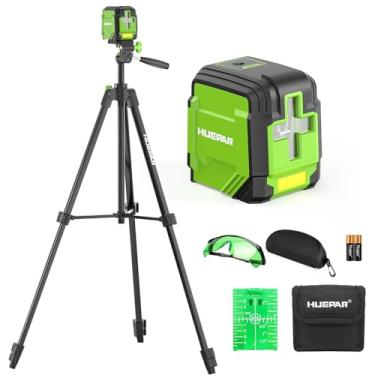 Imagem de Nível a laser com tripé de 152 cm, HUEPAR 2,5 m de nível a laser autonivelante, linha verde, ferramenta de nivelamento a laser de linha cruzada para pendurar fotos, azulejo, renovação de casa, projeto