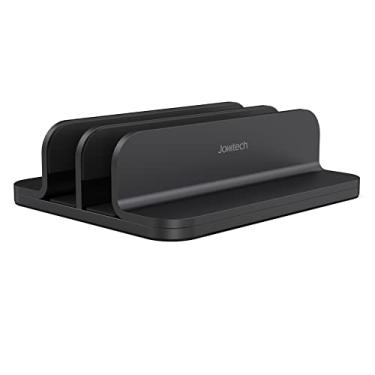 Imagem de JOKItech Dual Aluminum Vertical Laptop Stand Organizer, Sturdy Notebook Computer Holder Stand Compatible with New Liquid Retina XDR Apple MacBook Air/Pro, Mac Mini and iPad Pro - Black