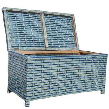 Imagem de Baú Horizontal Organizador de Brinquedos 45L – Caixa Cesto em Fibra Sintética com Fita 60x30x30 cm(azul venesa)