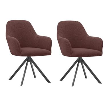Imagem de Lzyjckh Capa elástica para cadeira de jantar com braços, Protetor para poltrona giratória, Capa para cadeira de escritório, Para penteadeira, sala de estar, quarto,Dark brown,2PCS