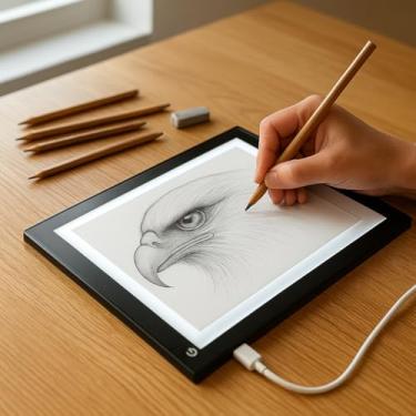 Imagem de Prancheta De Desenho Premium Com Luz LED A5 USB, 3 Níveis De Iluminação, Mesa De Luz Touch Para Cópia, Esboço E Tattoo, Marca VARENZIA