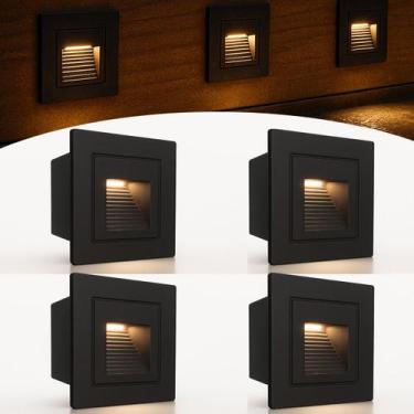 Imagem de 4 Balizador Preto Embutido Parede Mini Externo Muro Lup76 - Acende a L