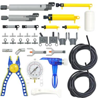 Imagem de 33pcs Pneumatic Pumps Parts Kit, Compatible with Technic Pumps Pneumatic Cylinders Air Tank Switch Tubes Push Rod Pressure Gauge T-connectors Actuator Alloy Joint, for Building Toys Accessories