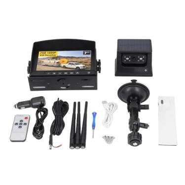 Imagem de VOMEKO S ISTEMA de câmera de backup sem fio 1080p HD Solar Reverse Cam, bateria de 9600mAh, tela IPS de 7, 150 °