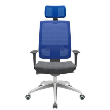 Imagem de Cadeira Office Brizza Tela Azul Com Encosto Assento Concept Granito Au