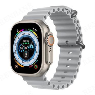 Imagem de Pulseira Cinza 38/40/41mm Oceano Silicone Compatível Relógio Serie 8 7