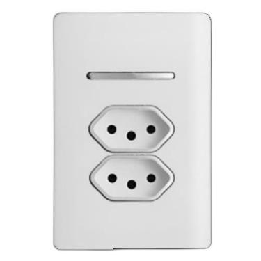 Imagem de Cj Interruptor Paralelo + Tomada Dupla 10A Suporte 4X2 - Dicompel Nova