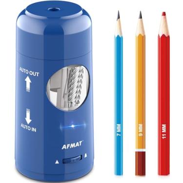 Imagem de AFMAT Apontador de lápis elétrico PSX6, recarregável, totalmente automático, para lápis jumbo e coloridos (7-11,5 mm), entrada e saída automática, mãos livres, portátil para casa/sala de aula