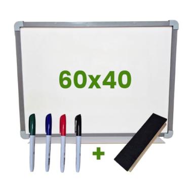 Imagem de Quadro Multifuncional para Recados e Organização – Mural Magnético, Painel Magnético e Modelo Compacto com Ceramic Steel e Moldura Natural(60x40 apagador e 4 marcadores)